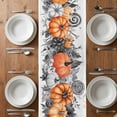 thumbnail image 6 of Halloween Table Runner - 60 Inch Long, Kitchen Dining Table Runner Dresser Scarves, Vintage Grey Orange Pumpkin Leaves Skull Farmhouse Decor for Coffee Tables Wedding Party Banquet, 6 of 8