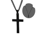 thumbnail image 4 of EeaseMX Collar con colgante de cruz de acero de titanio simple, regalo para mujer y hombre (negro, con cadena), 4 of 8