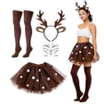 thumbnail image 2 of ZQUUVOU Women's Rainbow Carnival 4 Piece Set Tutu Skirt Headband Socks Arm Warmer Role Play Outfit Party Performance Coffee, 2 of 5