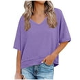 thumbnail image 2 of Delliss Womens T Shirts V Neck Short Sleeve Summer Tops Casual Basic Tees S-2XL, 2 of 6