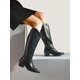 thumbnail image 2 of Knee High Boots Women, Pull On Zipper Chunky Heel Pointed Toe Western Cowgirl Cowboy Boots, 2 of 4