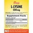 thumbnail image 2 of L-Lysine 500mg | 120 Caplets | Free Form Amino Acid | Vegetarian, Non-GMO, and Gluten Free Supplement | By Sundance, 2 of 3