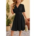 thumbnail image 5 of Women'S Dress 2025 Summer Deep V Neck Elegant Ruffle Mini Dress Waist Dresses Black XL, 5 of 9