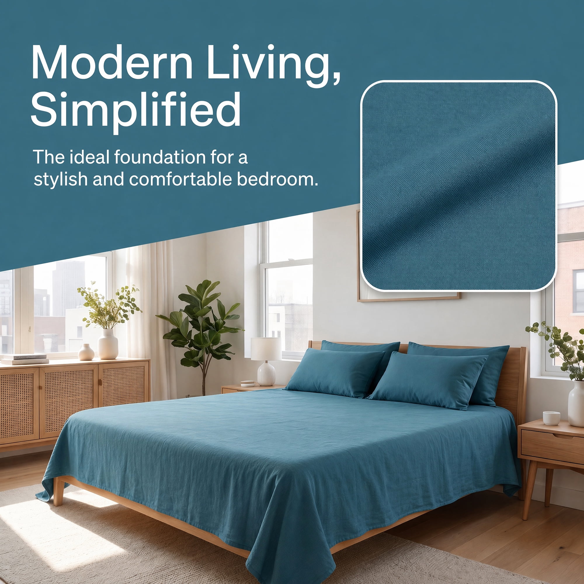 Unique Bargains Microfiber Ice Bed Sheet Flat Sheet Bedding for Bedroom Dark blue 91"x96"
