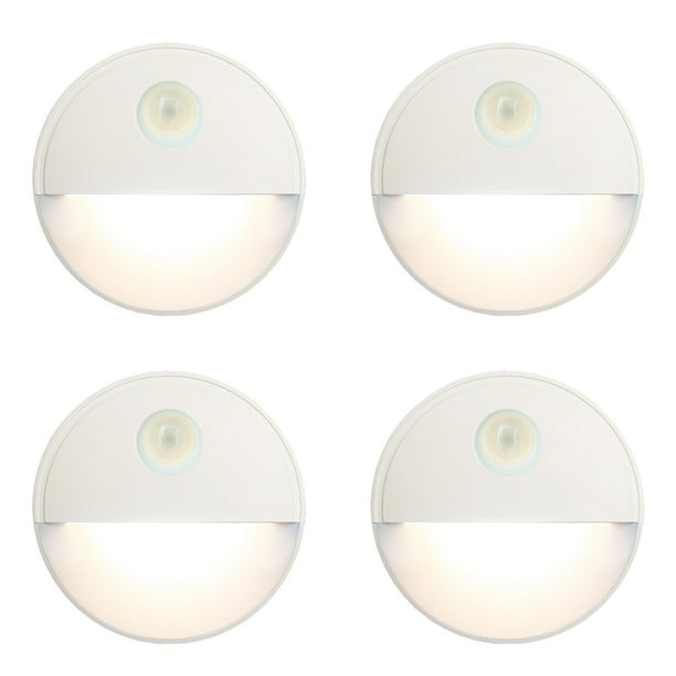 Inteprter Paquete de 4 bombillas de luz nocturna regulables, luces de escalera para interiores, luces blancas cálidas que se adhieren a la luz Iluminación y accesorios