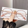 thumbnail image 4 of HBMYN Women Round Reading Glasses Metal Blue Light Blocking Readers Red Presbyopic Glasses Eyeglass Frame Blue Light Glasses for Computer Use, 4 of 7