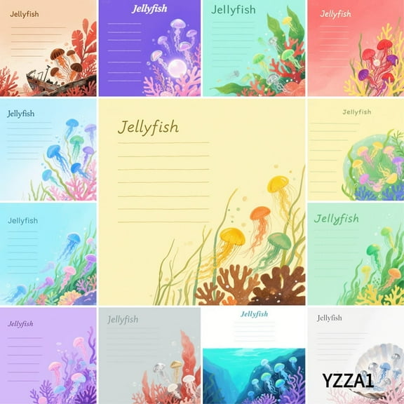 Yooma Jellyfish Journal Inserts with Multicolor Design Planning Paper Random Note Cards 100-pack | 3.54"x3.54" Self-Stick Emotional Messages | Ideal for Office Desk Decor, & Home Reminders