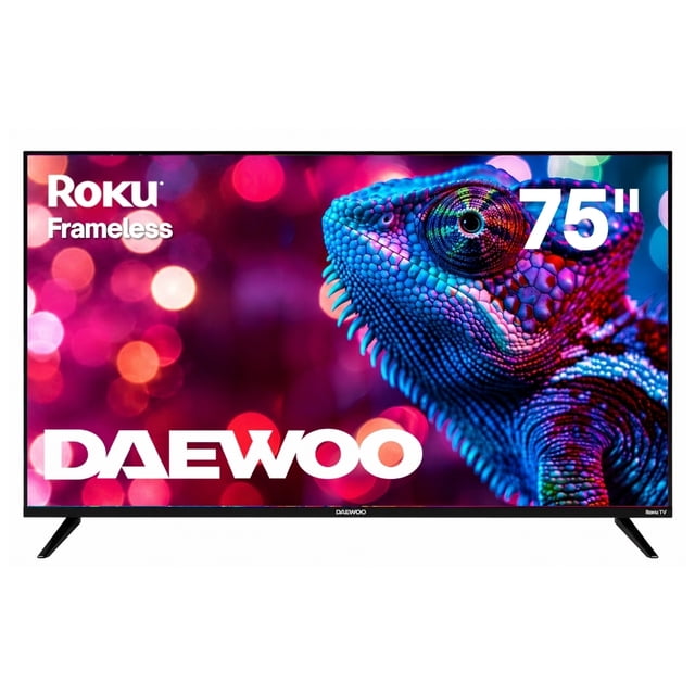 Daewoo Smart TV 75 pulgadas 4K UHD LED Frameless Roku TV Dolby Audio WiFi 3 HDMI 2 USB AV Netflix YouTube Prime Video Modelo DAW75URF