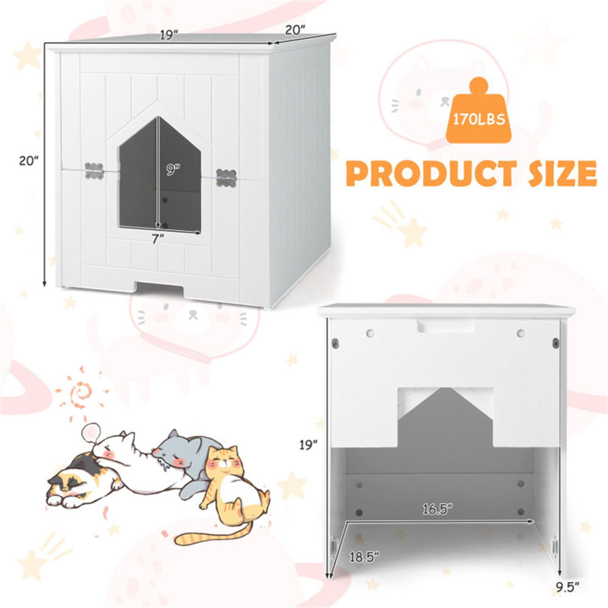 Kadyn 20" Cat Litter Box Enclosure with Flip Magnetic Half Door, Hidden Cat House Enclosed, White