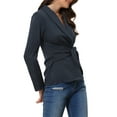 thumbnail image 4 of INSPIRE CHIC Women's Elegant Blazer Self Tie Knot Collared Dressy Long Sleeve Top Navy Blue L, 4 of 5