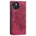 thumbnail image 5 of SaniMore for iPhone 14 Plus Case, PU Leather Embosed Mandala Flower Wallet Protective Phone Cover Card Slots Pocket Purse Women Men Kickstand Vintage Shockproof Anti-fall Shell, Red, 5 of 10