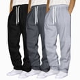 thumbnail image 2 of NOLDARES 3 Pack Men's Big and Tall Sweatpants Wide Leg Open Bottom Baggy Joggers Casual Drawstring Pants with Pockets,Black,S, 2 of 8