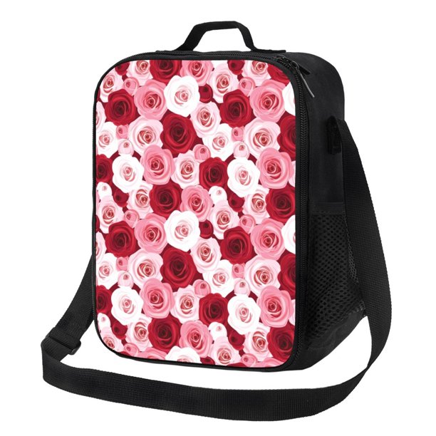 Fotbe Rose Lonchera Bolsa de Almuerzo para Hombres y Mujeres, Lonchera de Gran Capacidad, Bolsa de Almuerzo Reutilizable, Bolsa Térmica Aislante