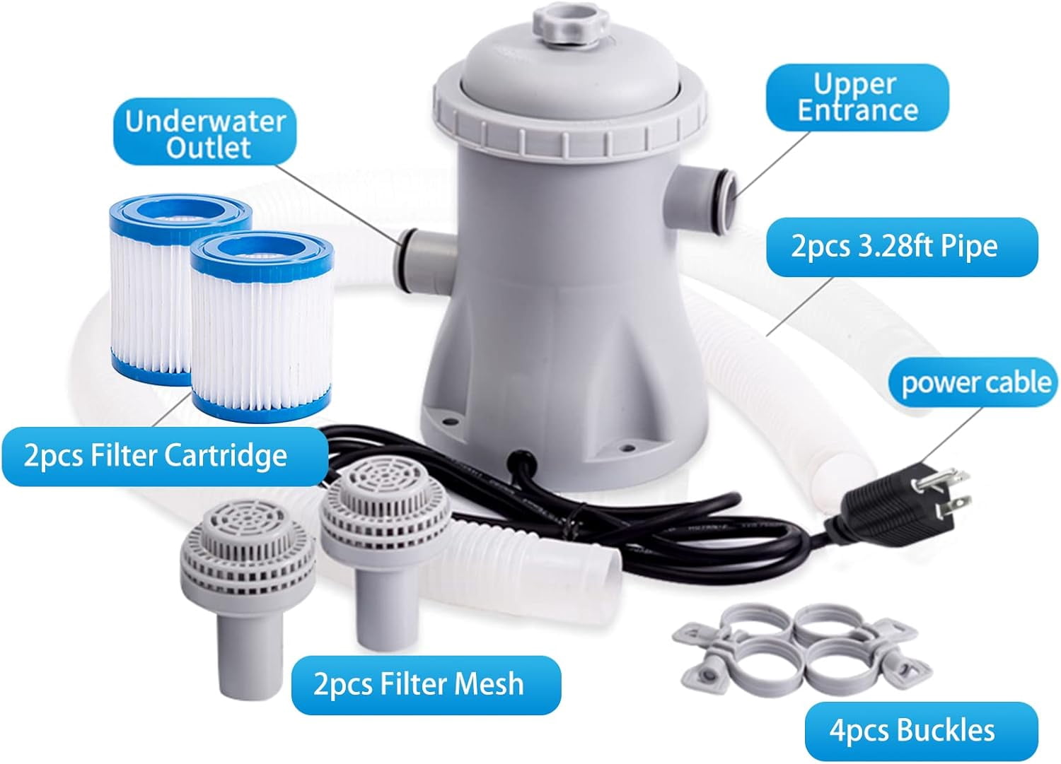 Above Ground Pool Filter Pump 330GPH - Dual-Cartridge System with Replaceable Filters, ConnectCreating a steady flow of clean, clear, and hygienic water in your swimming pool.