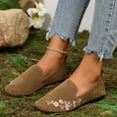 thumbnail image 4 of Women's Lightweight Ballet Flat Shoes Flora Embroidery Comfortable Slip On Dress Shoes Casual Non Slip Loafers Brown Size 8.5, 4 of 7