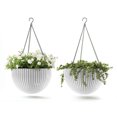 thumbnail image 1 of Keter Hanging Rattan Resin Planter Set of 2, White, 1 of 9