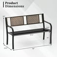thumbnail image 3 of Costway 50" Outdoor Metal Park Bench with Rattan-Like Backrest & Curved Armrests, 3 of 9