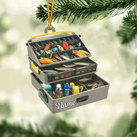 Custom Fishing Tackle Box Ornaments 2025 Fishing Ornaments for Christmas Tree Christmas Ornaments Fishing Fisherman Ornament Bass Fish Ornament Fishing Decorations Flat Ornaments (FTB10) - 3367