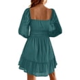 thumbnail image 2 of Long Sleeve Square Neckline Women Mesh Ruffle Dress, 2 of 2