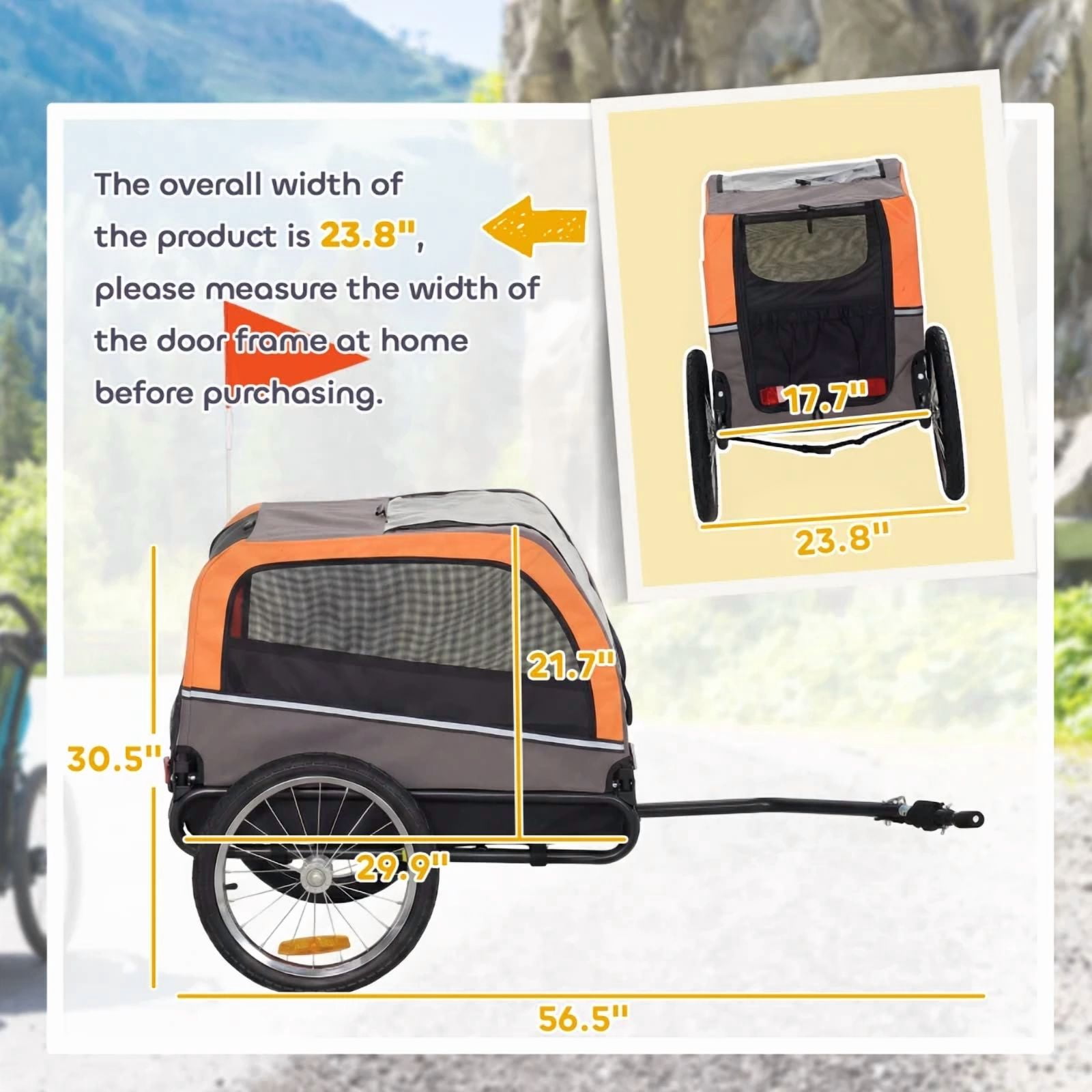 Foldable Animal Bike Trailer, Pet Cart Bicycle Carrier, Dog Bike Trailer