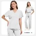thumbnail image 6 of Cute Scrubs for Women Set, Affordable Caregiver Work Clothes 2-Piece Set Non-Shrink Colorfast Fabric 2025 Trending Nurse Loungewear Moisture-Wicking Polyester Blend Outfits White Xl, 6 of 6