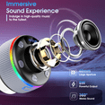 thumbnail image 3 of Bluetooth Shower Speaker, Portable Bluetooth 5.3 Speakers Wireless with Time Display, IP7 Waterproof Mini Speaker with RGB Lights, Stereo Bass, Suction Cup, for Bathroom Party Travel Outdoor, 3 of 7