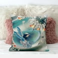 thumbnail image 3 of Amrita Sen Curious Humming Bird Indoor/Outdoor Pillow with Removable Cover in  Turquoise Blue18x18, 3 of 5