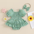 thumbnail image 2 of Okbabeha Baby Girl Summer Clothes Daisy Bodysuit Puff Sleeve Bubble Romper Smocked Dress Newborn Boho Outfits, 2 of 8