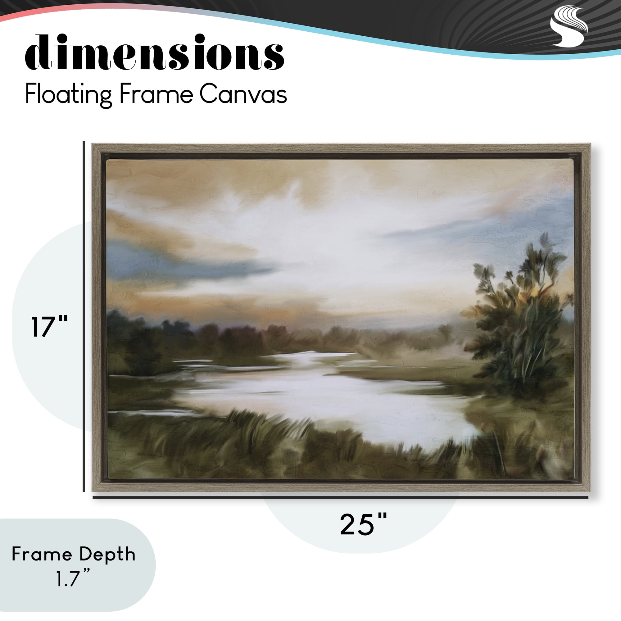 Stupell Industries Sunset Pond Countryside Brown Framed Floater Canvas Wall Art, design by Kim Allen