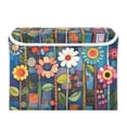 thumbnail image 7 of Yayeee Collapsible Cube Storage Bin with Lid Fabric Closet Decorative Basket with Handles, Blue Colorful Flowers, 7 of 7