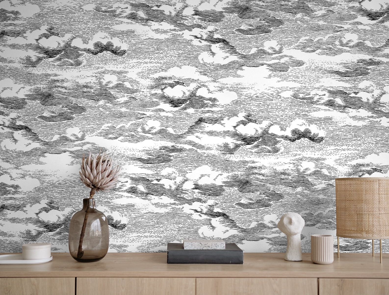 Harry & Grace Black Clouds Peel And Stick Wallpaper - 20.5 ft. W x 18 ft. L Roll