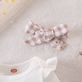 thumbnail image 4 of TOWED22 Newborn Infant Girl Fall Winter Clothes 3-Piece Set Long Sleeve Round Neck Romper Jumpsuit Ribbed Pants Headband Outfits Set(White,3-6 M), 4 of 9