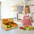 thumbnail image 5 of Acacia Wood Pantry Storage Bins - Wooden Stackable Baskets - Potato and Onion Storage - Fruit Basket for Pantry Organization - Fruit Bowl for Kitchen Counter - Fruit and Vegetable Storage, 5 of 7