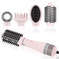 thumbnail image 1 of IG INGLAM Juego de cepillos para secador de pelo 4 en 1, secador de pelo desmontable de iones negativos, moldeador voluminizador con 2 cabezales de cepillo, rosa, 1 of 5