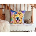 thumbnail image 5 of Yellow Labrador Hippie Dawg Fabric Decorative Pillow 14 in x 14 in, 5 of 5