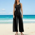 thumbnail image 3 of ABATAB Womens Summer Jumpsuits V Neck Sleeveless Dressy Rompers Casual One Piece Wide Leg Loose Work Trendy Outfits, 3 of 7