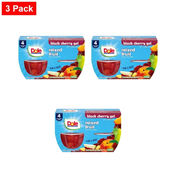 Dole Fruit Bowls Mixed Fruit In Black Cherry Flavored Gel Cups 4 ct / 4.3 oz - 3 Pack