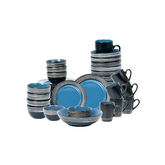 48-Piece Ceramic Cutlery Set - Serves 8 - Microwave and dishwasher available,Blue