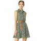 thumbnail image 1 of Día de San Patricio Vestido Sin Mangas Con Cinturón Estampado Por Encima De La Rodilla Con Media Tapeta Para Mujer Floral verde oscuro, blanco M, 1 of 6