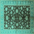 thumbnail image 1 of Ahgly Company Machine Washable Indoor Square Oriental Turquoise Blue Industrial Area Rugs, 5' Square, 1 of 4