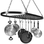 Sorbus Pot and Pan Rack for Ceiling with Hooks - Decorative Oval Mounted Storage Rack - Multi-Purpose Organizer for Home, Restaurant, Kitchen Cookware, Utensils, Books, Household (Hanging Black)