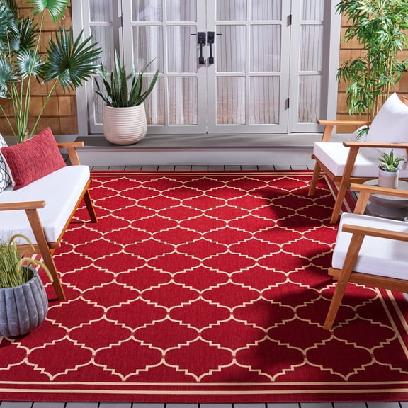 Safavieh Courtyard Amy Geometric Indoor/Outdoor Area Rug, Red/Beige, 8' x 11'