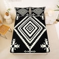 thumbnail image 5 of jejeloiu Bold Aztec King Sheets For Men Women,Tribal Pattern Bedding,Black White,4-Piece,1 Flat Sheet, 1 Fitted Sheet and 2 Pillowcases, 5 of 6