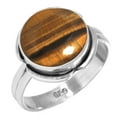 thumbnail image 1 of 925 Sterling Silver Ring For Women - Girls Brown Real Tiger Eye Gemstone Silver Ring Size 11.5 June Birthstone Handmade Silver Ring Size 11.5 New Year Gift For Women 925 Silver Gemstone Jewelry, 1 of 6