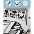 thumbnail image 4 of Black Grey Geometric Full Size Down Alternative Comforter, Lightweight Comforter Quilt Bedding Set with Pillow Shams Modern Abstract Art White All Seasons Bed Comforter Duvet Insert 78"x90", 4 of 7