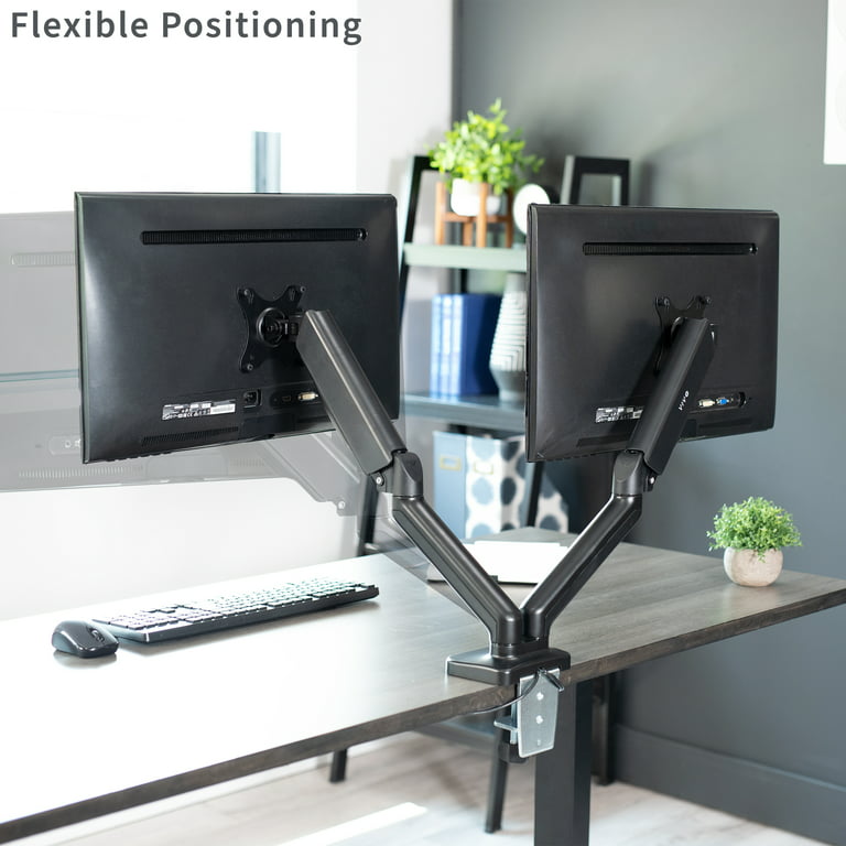 Dual Counterbalance Gas Spring Desk Mount Monitor USB Stand