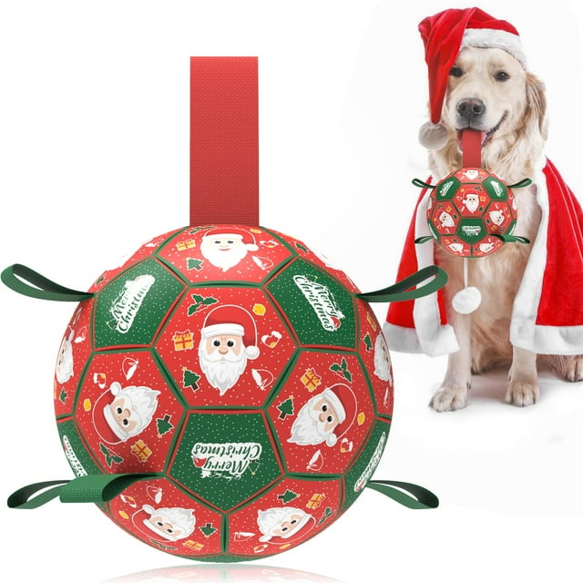 Pelota de fútbol navideña QDAN Dog Toy, 20 cm, para perros medianos