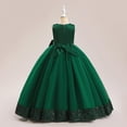 thumbnail image 5 of mgoYE Girl Party Dress Flower Girl Dress for Wedding Tulle Floor Length Princess formal Prom Party Pageant Dance Ball Gown(Dark Green,10-11 Years), 5 of 9