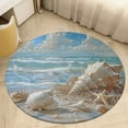thumbnail image 4 of Beach Seashell Starfish Floral Medallion Round Rug - Small Round Area Rug, Soft Non-Slip Machine Washable Bedroom Mat Indoor Accent Entry Carpet for Office Desk Dorm Hallway, 4 of 6