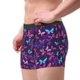 thumbnail image 2 of Sikiie Bright Purple Butterflies Print Men's Boxer Briefs, Elastic Waistband Boxer Briefs Leggings-Medium, 2 of 5